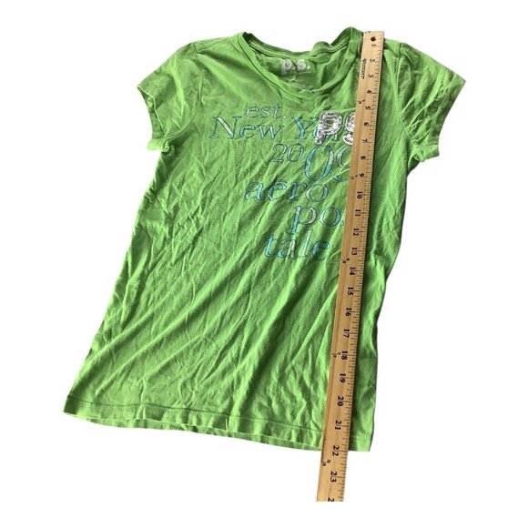 P.S From Aeropostale Girls Shirt Est New York 2009 Graphic Tee Size XL 14 Green - Picture 7 of 12